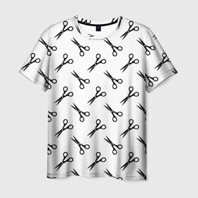 Мужская футболка 3D с принтом Ножницы в Петрозаводске, 100% полиэфир | прямой крой, круглый вырез горловины, длина до линии бедер | барбер | борода | ножницы | стрижка | усы