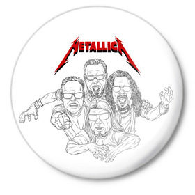 Значок с принтом Metallica в Петрозаводске,  металл | круглая форма, металлическая застежка в виде булавки | 