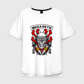 Мужская футболка хлопок Oversize с принтом Megadeth в Петрозаводске, 100% хлопок | свободный крой, круглый ворот, “спинка” длиннее передней части | megadet | megadeth | группа | дирк вербурен | дэвид эллефсон | дэйв мастейн | кико лоурейро | мегадет | мегадетх | метал | рок | трэш | трэшметал | тяжелый | хард | хардрок | хеви | хевиметал