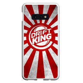 Чехол для Samsung S10E с принтом Drift King в Петрозаводске, Силикон | Область печати: задняя сторона чехла, без боковых панелей | Тематика изображения на принте: car | drift | japan | jdm | race | street | авто | автомобиль | гонки | дрифт | король | машина | флаг | япония