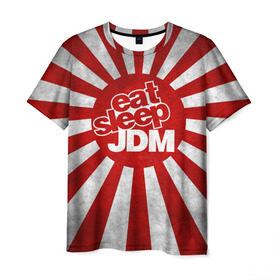 Мужская футболка 3D с принтом JDM в Петрозаводске, 100% полиэфир | прямой крой, круглый вырез горловины, длина до линии бедер | car | domo | drift | japan | jdm | kun | race | street | авто | автомобиль | гонки | дрифт | король | машина | флаг | япония