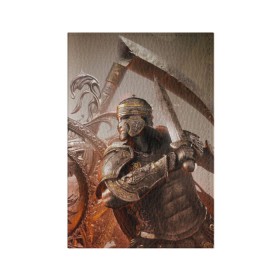 Обложка для паспорта матовая кожа с принтом For Honor в Петрозаводске, натуральная матовая кожа | размер 19,3 х 13,7 см; прозрачные пластиковые крепления | Тематика изображения на принте: воин | меч | оружия | солдат | шлем