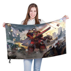 Флаг 3D с принтом Warhammer 40000 в Петрозаводске, 100% полиэстер | плотность ткани — 95 г/м2, размер — 67 х 109 см. Принт наносится с одной стороны | crusade | eternal | броня | воины | воители | доспехи | игры | фантастика | фэнтези