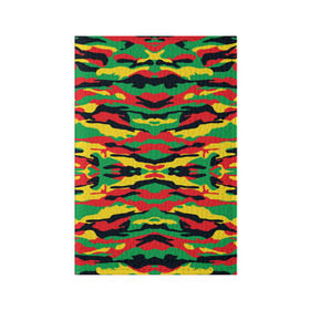 Обложка для паспорта матовая кожа с принтом Камуфляж в Петрозаводске, натуральная матовая кожа | размер 19,3 х 13,7 см; прозрачные пластиковые крепления | желтый | зеленый | камуфляж | красный | раста цвета