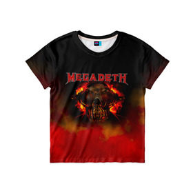 Детская футболка 3D с принтом Megadeth в Петрозаводске, 100% гипоаллергенный полиэфир | прямой крой, круглый вырез горловины, длина до линии бедер, чуть спущенное плечо, ткань немного тянется | Тематика изображения на принте: megadet | megadeth | группа | дирк вербурен | дэвид эллефсон | дэйв мастейн | кико лоурейро | мегадет | мегадетх | метал | рок | трэш | трэшметал | тяжелый | хард | хардрок | хеви | хевиметал
