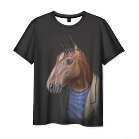 Мужская футболка 3D с принтом BoJack в Петрозаводске, 100% полиэфир | прямой крой, круглый вырез горловины, длина до линии бедер | Тематика изображения на принте: bojack horseman | конь боджек | лошадь боджек