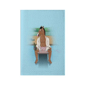 Обложка для паспорта матовая кожа с принтом BoJack в Петрозаводске, натуральная матовая кожа | размер 19,3 х 13,7 см; прозрачные пластиковые крепления | bojack horseman | конь боджек | лошадь боджек