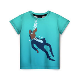 Детская футболка 3D с принтом BoJack в Петрозаводске, 100% гипоаллергенный полиэфир | прямой крой, круглый вырез горловины, длина до линии бедер, чуть спущенное плечо, ткань немного тянется | bojack horseman | конь боджек | лошадь боджек