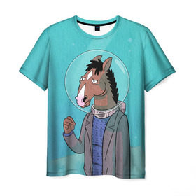 Мужская футболка 3D с принтом BoJack в Петрозаводске, 100% полиэфир | прямой крой, круглый вырез горловины, длина до линии бедер | bojack horseman | конь боджек | лошадь боджек