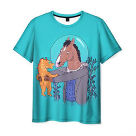 Мужская футболка 3D с принтом BoJack в Петрозаводске, 100% полиэфир | прямой крой, круглый вырез горловины, длина до линии бедер | bojack horseman | конь боджек | лошадь боджек
