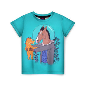 Детская футболка 3D с принтом BoJack в Петрозаводске, 100% гипоаллергенный полиэфир | прямой крой, круглый вырез горловины, длина до линии бедер, чуть спущенное плечо, ткань немного тянется | Тематика изображения на принте: bojack horseman | конь боджек | лошадь боджек