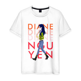 Мужская футболка хлопок с принтом Diane Nguyen в Петрозаводске, 100% хлопок | прямой крой, круглый вырез горловины, длина до линии бедер, слегка спущенное плечо. | 