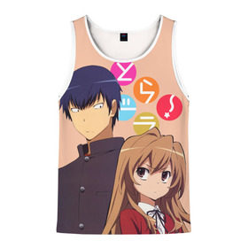 Мужская майка 3D с принтом ToraDora в Петрозаводске, 100% полиэстер | круглая горловина, приталенный силуэт, длина до линии бедра. Пройма и горловина окантованы тонкой бейкой | Тематика изображения на принте: aisaka | taiga | toradora | торадора