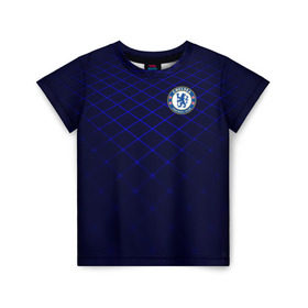 Детская футболка 3D с принтом Chelsea 2018 Uniform в Петрозаводске, 100% гипоаллергенный полиэфир | прямой крой, круглый вырез горловины, длина до линии бедер, чуть спущенное плечо, ткань немного тянется | Тематика изображения на принте: chelsea | fc | спорт | спортивные | фк | футбол | челси