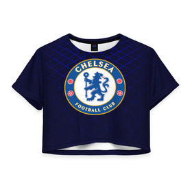 Женская футболка 3D укороченная с принтом Chelsea 2018 Uniform в Петрозаводске, 100% полиэстер | круглая горловина, длина футболки до линии талии, рукава с отворотами | 