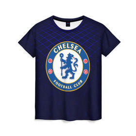 Женская футболка 3D с принтом Chelsea 2018 Uniform в Петрозаводске, 100% полиэфир ( синтетическое хлопкоподобное полотно) | прямой крой, круглый вырез горловины, длина до линии бедер | Тематика изображения на принте: 