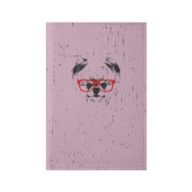 Обложка для паспорта матовая кожа с принтом Немецкий шпиц в очках в Петрозаводске, натуральная матовая кожа | размер 19,3 х 13,7 см; прозрачные пластиковые крепления | домашние животные | пес | собака