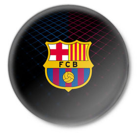 Значок с принтом FC Barca 2018 Line в Петрозаводске,  металл | круглая форма, металлическая застежка в виде булавки | fc | fc barcelona | fcb | барселона | спорт | спортивные | фк | футбол | футбольный клуб