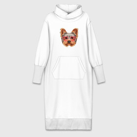 Платье удлиненное хлопок с принтом Йоркширский терьер  в очках сердечках в Петрозаводске,  |  | домашние животные | пес | собака | терьер