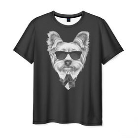Мужская футболка 3D с принтом Йоркширский терьер_13 в Петрозаводске, 100% полиэфир | прямой крой, круглый вырез горловины, длина до линии бедер | домашние животные | пес | собака | терьер