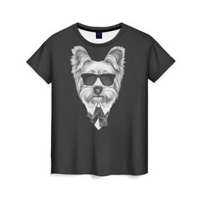 Женская футболка 3D с принтом Йоркширский терьер_13 в Петрозаводске, 100% полиэфир ( синтетическое хлопкоподобное полотно) | прямой крой, круглый вырез горловины, длина до линии бедер | домашние животные | пес | собака | терьер