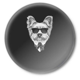 Значок с принтом Йоркширский терьер_13 в Петрозаводске,  металл | круглая форма, металлическая застежка в виде булавки | домашние животные | пес | собака | терьер