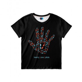 Детская футболка 3D с принтом Twenty One Pilots в Петрозаводске, 100% гипоаллергенный полиэфир | прямой крой, круглый вырез горловины, длина до линии бедер, чуть спущенное плечо, ткань немного тянется | 