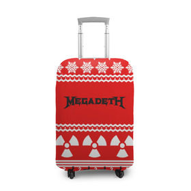 Чехол для чемодана 3D с принтом Праздничный Megadeth в Петрозаводске, 86% полиэфир, 14% спандекс | двустороннее нанесение принта, прорези для ручек и колес | Тематика изображения на принте: 