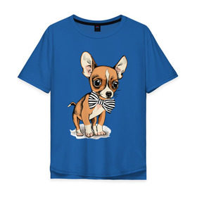 Мужская футболка хлопок Oversize с принтом Чихуахуа с бабочкой в Петрозаводске, 100% хлопок | свободный крой, круглый ворот, “спинка” длиннее передней части | домашние животные | пес | песик | собака | собачка | чихуахуа