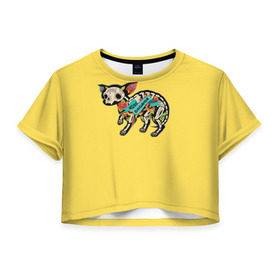 Женская футболка 3D укороченная с принтом Внутри чихуахуа в Петрозаводске, 100% полиэстер | круглая горловина, длина футболки до линии талии, рукава с отворотами | Тематика изображения на принте: домашние животные | пес | песик | собака | собачка | чихуахуа