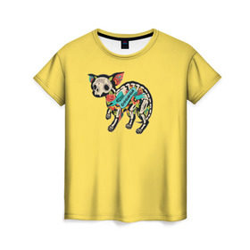 Женская футболка 3D с принтом Внутри чихуахуа в Петрозаводске, 100% полиэфир ( синтетическое хлопкоподобное полотно) | прямой крой, круглый вырез горловины, длина до линии бедер | домашние животные | пес | песик | собака | собачка | чихуахуа