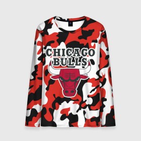 Мужской лонгслив 3D с принтом CHICAGO BULLS Новогодний в Петрозаводске, 100% полиэстер | длинные рукава, круглый вырез горловины, полуприлегающий силуэт | камуфляж | красный | чикаго буллс