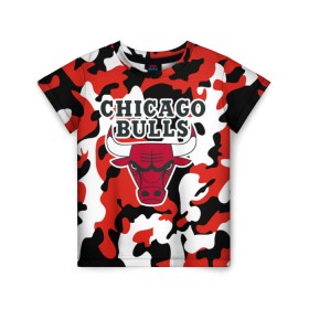 Детская футболка 3D с принтом CHICAGO BULLS Новогодний в Петрозаводске, 100% гипоаллергенный полиэфир | прямой крой, круглый вырез горловины, длина до линии бедер, чуть спущенное плечо, ткань немного тянется | камуфляж | красный | чикаго буллс