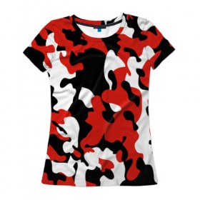 Женская футболка 3D с принтом Новогодний Камуфляж в Петрозаводске, 100% полиэфир ( синтетическое хлопкоподобное полотно) | прямой крой, круглый вырез горловины, длина до линии бедер | белый | дизайн | камуфляж | красный | креативные | милитари | модные | новогодний | новогодний камуфляж | новый год | праздничный | узоры | цвет | черный | яркие
