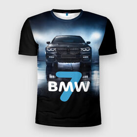 Мужская футболка 3D спортивная с принтом BMW 7 series в Петрозаводске, 100% полиэстер с улучшенными характеристиками | приталенный силуэт, круглая горловина, широкие плечи, сужается к линии бедра | 7 серия | авто | автомобиль | бмв | бумер | машина | суперкар | тачка