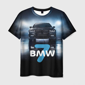Мужская футболка 3D с принтом BMW 7 series в Петрозаводске, 100% полиэфир | прямой крой, круглый вырез горловины, длина до линии бедер | 7 серия | авто | автомобиль | бмв | бумер | машина | суперкар | тачка