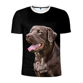 Мужская футболка 3D спортивная с принтом Лабрадор_арт_2 в Петрозаводске, 100% полиэстер с улучшенными характеристиками | приталенный силуэт, круглая горловина, широкие плечи, сужается к линии бедра | домашние животные | лабрадор | пес | песик | ретривер | собака | собачка