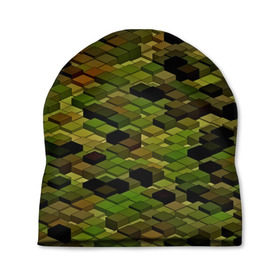 Шапка 3D с принтом block camouflage в Петрозаводске, 100% полиэстер | универсальный размер, печать по всей поверхности изделия | Тематика изображения на принте: 