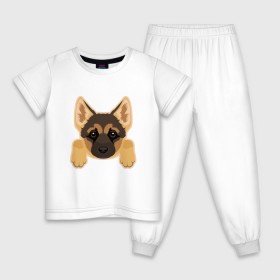Детская пижама хлопок с принтом Немецкая овчарка щенок в Петрозаводске, 100% хлопок |  брюки и футболка прямого кроя, без карманов, на брюках мягкая резинка на поясе и по низу штанин
 | домашние животные | овчарка | собака | собачка