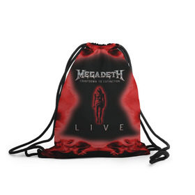 Рюкзак-мешок 3D с принтом Megadeth в Петрозаводске, 100% полиэстер | плотность ткани — 200 г/м2, размер — 35 х 45 см; лямки — толстые шнурки, застежка на шнуровке, без карманов и подкладки | 
