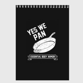 Скетчбук с принтом Yes We Pan в Петрозаводске, 100% бумага
 | 48 листов, плотность листов — 100 г/м2, плотность картонной обложки — 250 г/м2. Листы скреплены сверху удобной пружинной спиралью | Тематика изображения на принте: pan | protection