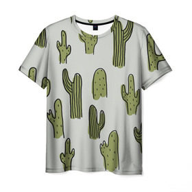 Мужская футболка 3D с принтом Кактус в Петрозаводске, 100% полиэфир | прямой крой, круглый вырез горловины, длина до линии бедер | cactus | кактус