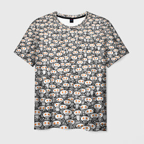 Мужская футболка 3D с принтом Reddit army в Петрозаводске, 100% полиэфир | прямой крой, круглый вырез горловины, длина до линии бедер | Тематика изображения на принте: белый | гуманоид | интернет | оранжевый | паттерн | реддит | сайт | толпа