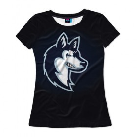 Женская футболка 3D с принтом Хаски_8 в Петрозаводске, 100% полиэфир ( синтетическое хлопкоподобное полотно) | прямой крой, круглый вырез горловины, длина до линии бедер | домашние животные | пес | собака