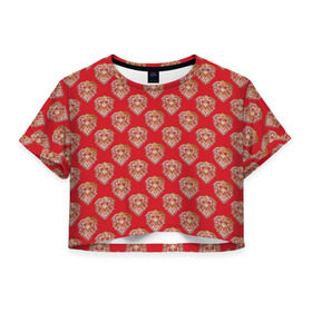 Женская футболка 3D укороченная с принтом Восточный пекинес принт в Петрозаводске, 100% полиэстер | круглая горловина, длина футболки до линии талии, рукава с отворотами | домашние животные | пес | собака