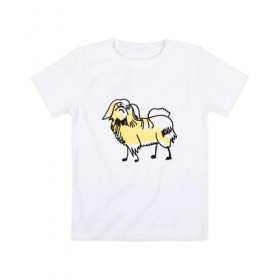 Детская футболка хлопок с принтом Забавный пекинес в Петрозаводске, 100% хлопок | круглый вырез горловины, полуприлегающий силуэт, длина до линии бедер | домашние животные | пекинес | пес | песик | собака | собачка