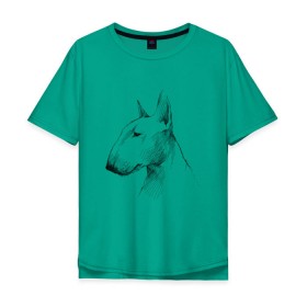 Мужская футболка хлопок Oversize с принтом бультерьер графичный в Петрозаводске, 100% хлопок | свободный крой, круглый ворот, “спинка” длиннее передней части | бультерьер | домашние животные | пес | песик | собака | собачка