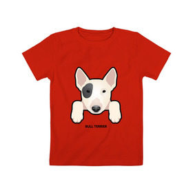 Детская футболка хлопок с принтом Бультерьерчик в Петрозаводске, 100% хлопок | круглый вырез горловины, полуприлегающий силуэт, длина до линии бедер | домашние животные | пес | собака
