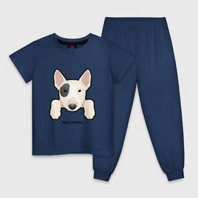 Детская пижама хлопок с принтом Бультерьерчик в Петрозаводске, 100% хлопок |  брюки и футболка прямого кроя, без карманов, на брюках мягкая резинка на поясе и по низу штанин
 | домашние животные | пес | собака