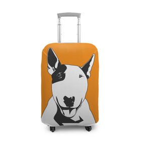Чехол для чемодана 3D с принтом Солнечнй бультерьер в Петрозаводске, 86% полиэфир, 14% спандекс | двустороннее нанесение принта, прорези для ручек и колес | бультерьер | домашние животные | пес | песик | собака | собачка